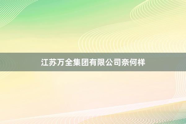 江苏万全集团有限公司奈何样