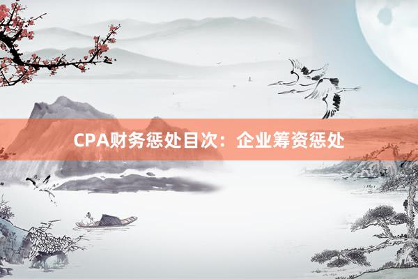 CPA财务惩处目次：企业筹资惩处