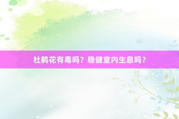 杜鹃花有毒吗？稳健室内生息吗？